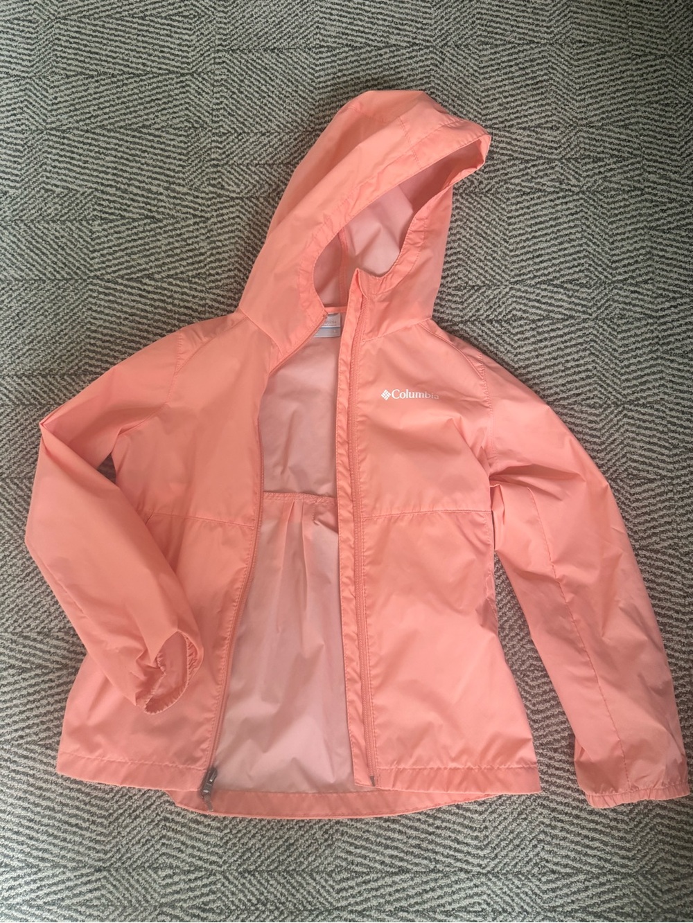 Columbia Kids' Hooded Rain Jacket in Peach Size Small